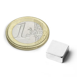 Q-10-10-03-N, Parallelepipedo magnetico 10 x 10 x 3 mm, neodimio, N42, nichelato