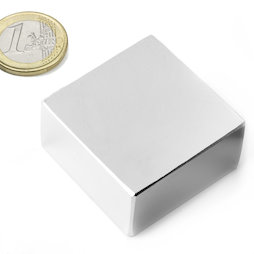 Q-40-40-20-N, Parallelepipedo magnetico 40 x 40 x 20 mm, neodimio, N42, nichelato