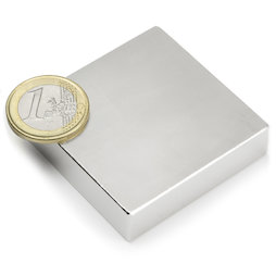 Q-50-50-12.5-N, Parallelepipedo magnetico 50 x 50 x 12,5 mm, neodimio, N35, nichelato