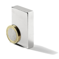 Q-50-25-10-LN, Parallelepipedo magnetico 50 x 25 x 10 mm, neodimio, N40, nichelato