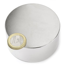 S-70-35-N, Disco magnetico Ø 70 mm, altezza 35 mm, neodimio, N45, nichelato