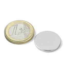 S-20-02-N52N, Disco magnetico Ø 20 mm, altezza 2 mm, neodimio, N52, nichelato