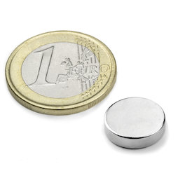 S-12-03-N, Disco magnetico Ø 12 mm, altezza 3 mm, neodimio, N45, nichelato