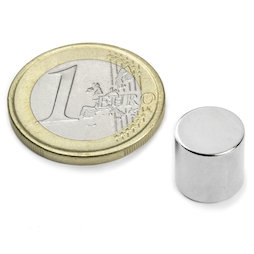 S-10-10-N, Disco magnetico Ø 10 mm, altezza 10 mm, neodimio, N45, nichelato