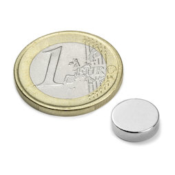 S-10-03-N, Disco magnetico Ø 10 mm, altezza 3 mm, neodimio, N42, nichelato
