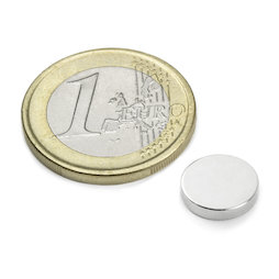 S-10-02-N, Disco magnetico Ø 10 mm, altezza 2 mm, neodimio, N42, nichelato
