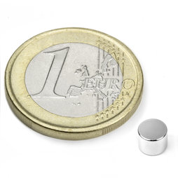 S-05-04-N, Disco magnetico Ø 5 mm, altezza 4 mm, neodimio, N45, nichelato