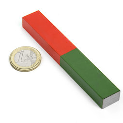 EDU-8, Barra lunga, 100 x 15 mm, in AlNiCo5, smaltata in rosso e verde