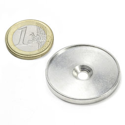 MSD-33, Disco metallico con bordo e foro svasato M4, diametro interno 33 mm, come controparte per i magneti, non è un magnete!