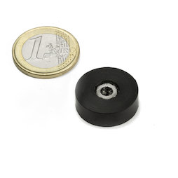 ITNG-16, magnete gommato con base in acciaio, con filettatura M4, Ø 20 mm