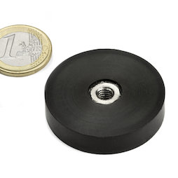 ITNG-40, magnete gommato con base in acciaio, con filettatura M6, Ø 45 mm