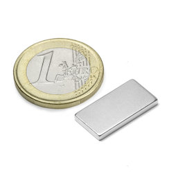 Q-20-10-02-N, Parallelepipedo magnetico 20 x 10 x 2 mm, neodimio, N45, nichelato