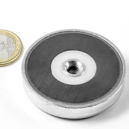 ITF-50, Magnete in ferrite con base in acciaio con filettatura interna M8, Ø 50 mm