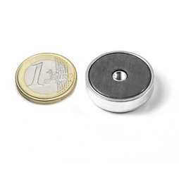ITF-25, Magnete in ferrite con base in acciaio con filettatura interna M4, Ø 25 mm