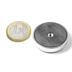ITF-32, Magnete in ferrite con base in acciaio con filettatura interna M4, Ø 32 mm