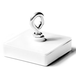 WS-HOOK-02, Magnete a barra con occhiello, sistema magnetico in ferrite in un involucro di plastica, quadrato, 58 x 58 mm