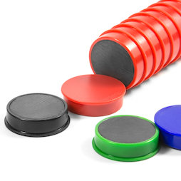 M-OF-RD30, Magneti per lavagna in ferrite, plastificato, 10 pezzi per set, in diversi colori