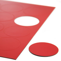 BA-014CI/red, Simboli magnetici cerchio grandi, per lavagne bianche & lavagne per la progettazione, 12 simboli per foglio A4, rosso