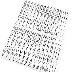 BA-015LN/letters, Lettere magnetiche, per etichettare scaffali metallici, 120 caratteri per foglio A4, set in due parti