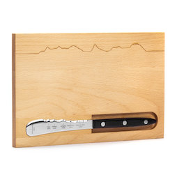 M-KNIFESET-001/bosw, Set tagliere, tagliere in legno di faggio, con portacoltelli magnetico & PanoramaKnife, 'Best of Switzerland - West'