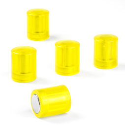 M-PC/yellowt, Tafelmagnete zylindrisch, Neodym-Magnete mit Kunststoffkappe, Ø 14 mm, transparent gelb