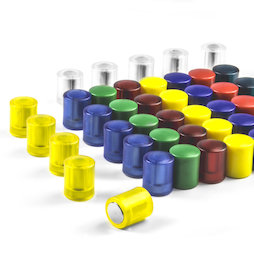 M-PC, Magneti per lavagna cilindrici, magneti al neodimio con cappuccio in plastica, Ø 14 mm, in diversi colori