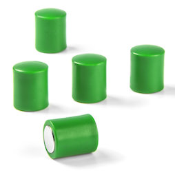 M-PC/green, Tafelmagnete zylindrisch, Neodym-Magnete mit Kunststoffkappe, Ø 14 mm, grün