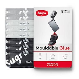 SUG-08/mixed3, Sugru pacco da 8, colla modellabile, 3x nero, 3x bianco, 2x grigio, confezioni da 5 g ciascuna