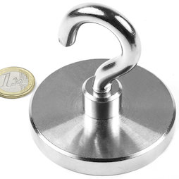 FTN-75, Magnete con gancio, Ø 75 mm, Filettatura M10, forza di attrazione ca. 130 kg