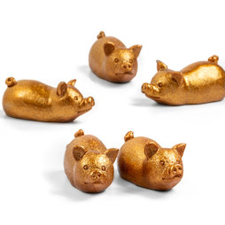 LIV-132, Maialino dorato, magneti decorativi a forma di maialino, set da 5