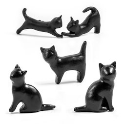 LIV-138, Gatti neri, magneti decorativi a forma di gatto, set da 5