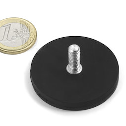 GTNG-43, magnete gommato con base in acciaio con perno filettato, Ø 43 mm, filettatura M4