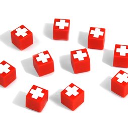 AG-01, Swiss Cube, magneti decorativi rossi con croce svizzera