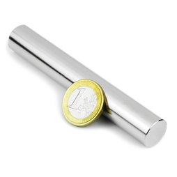 S-15-100-N, Cilindro magnetico Ø 15 mm, altezza 100 mm, neodimio, N35, nichelato