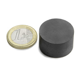 FE-S-25-15, Disque magnétique Ø 25 mm, hauteur 15 mm, ferrite, Y35, sans placage