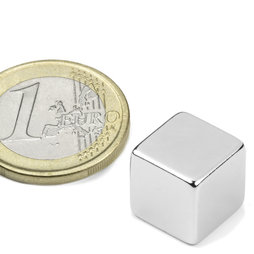 W-12-N, Würfelmagnet 12 mm, Neodym, N48, vernickelt